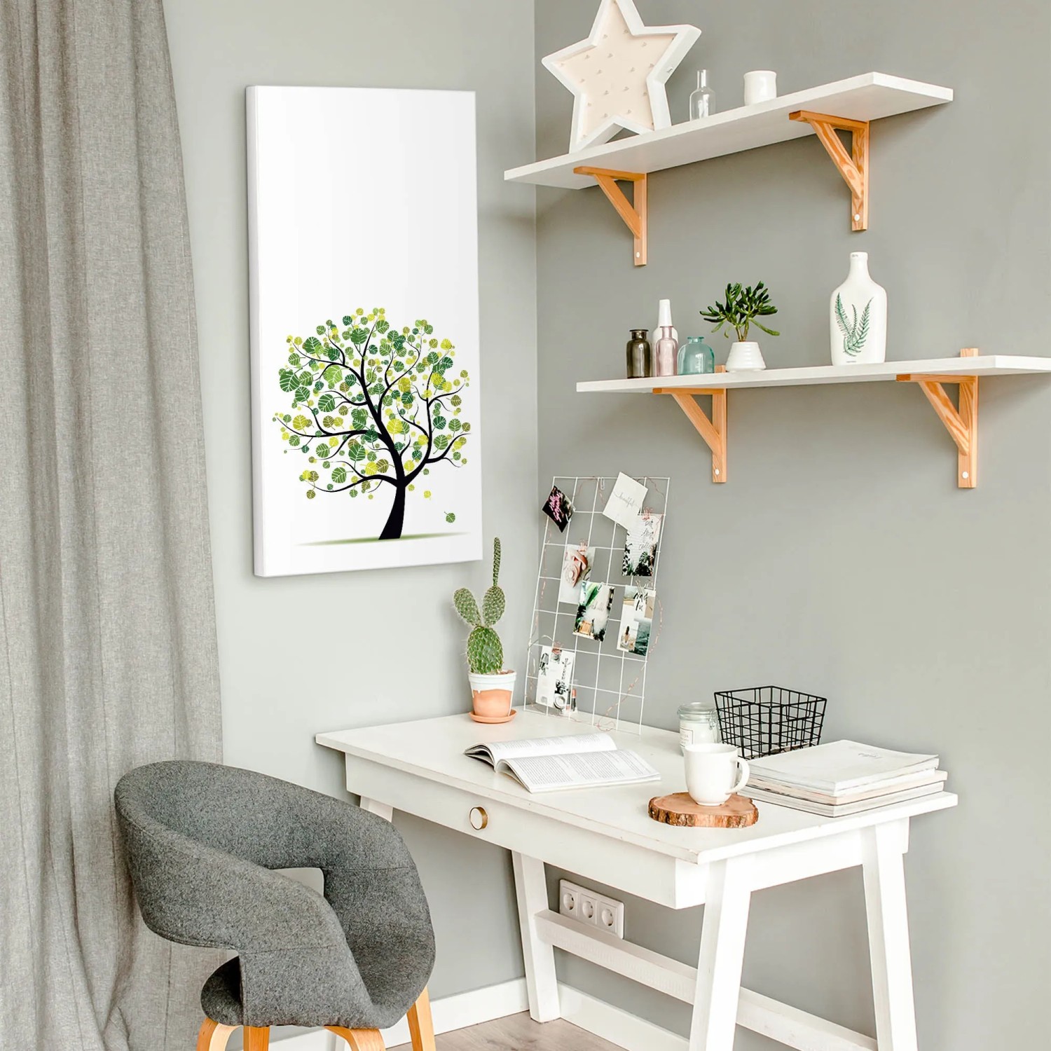 Banjado Magnettafel 37x78cm mit Laubzauberbaum Motiv als Wanddekoration.