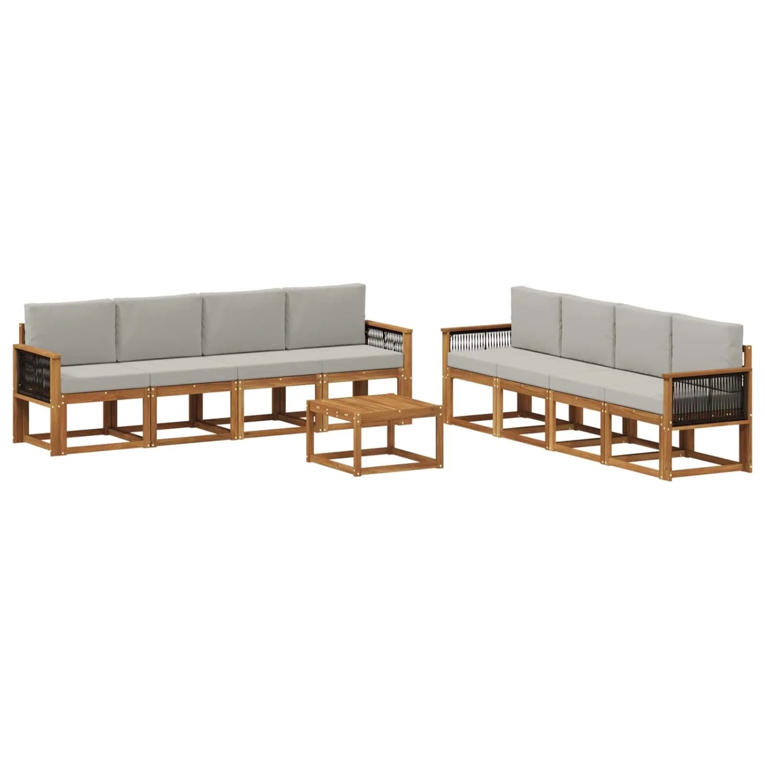 vidaXL Outdoor-Sofagarnitur mit Kissen 7 Stk Natur und Hellgrau 3385092