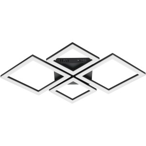 Moderne Eglo LED-Deckenleuchte Paranday-Z, 47x43 cm, schwarz-weiß mit quadratischen Leuchtelementen.