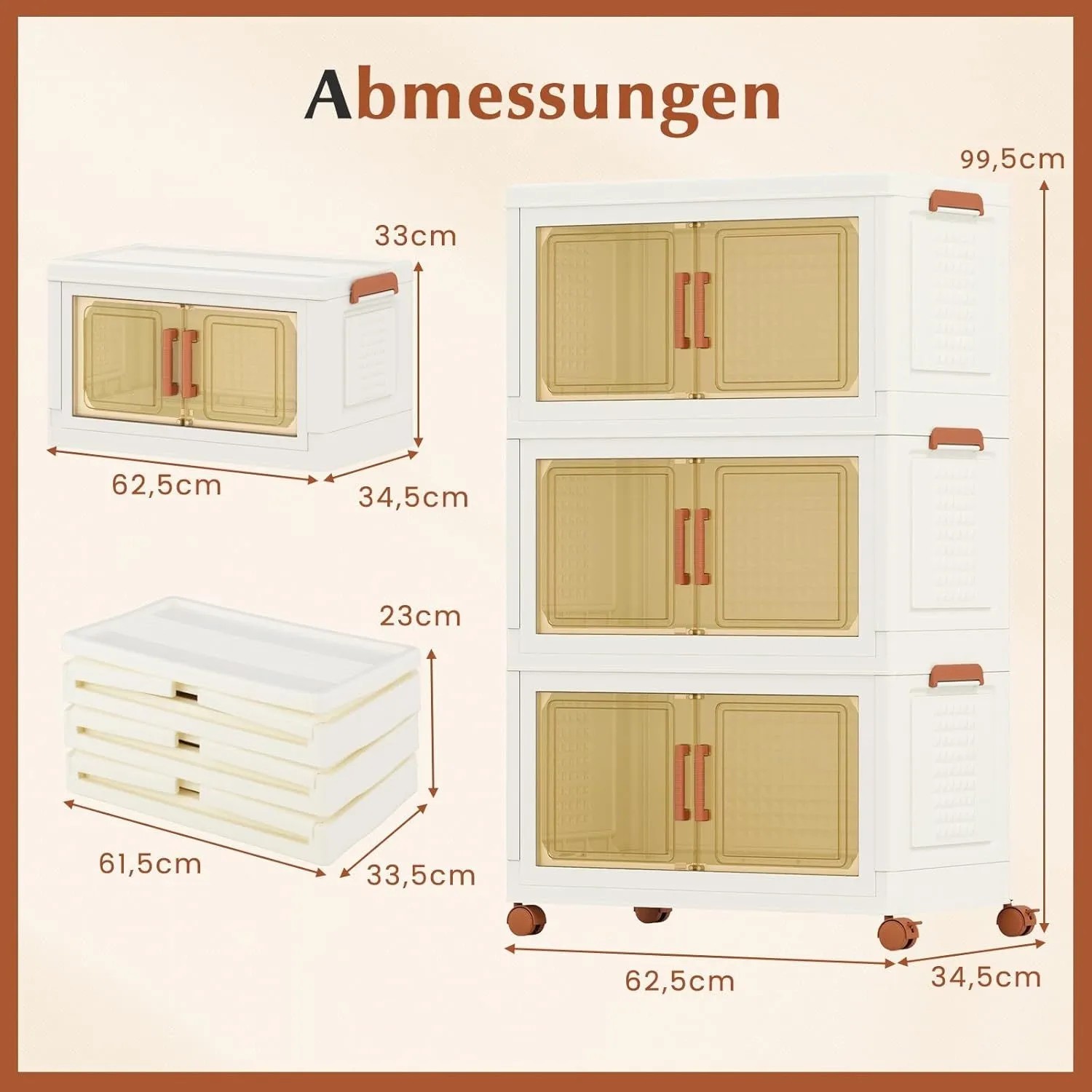 Costway Aufbewahrungsbox mit Deckel 52 L x 3 Stapelboxen Transparent_6