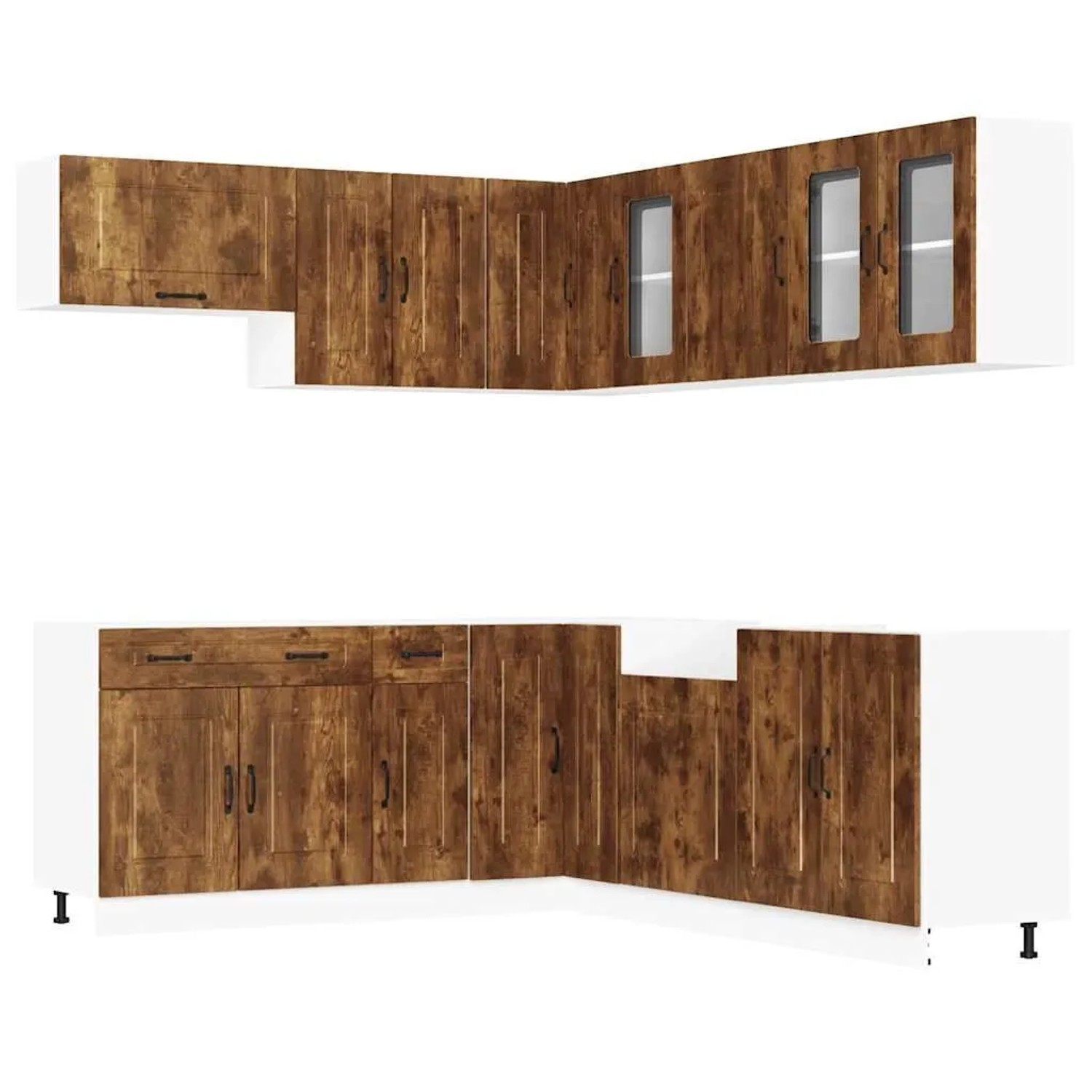vidaXL 11 Tlg Küchenschrank-Set Kalmar Räuchereiche Holzwerkstoff 3314916