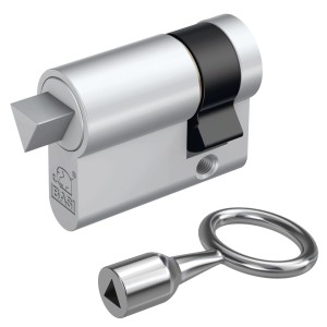 Basi Dreikant Halbzylinder 10/30 mm mit Dornschlüssel für Absperrpfosten.