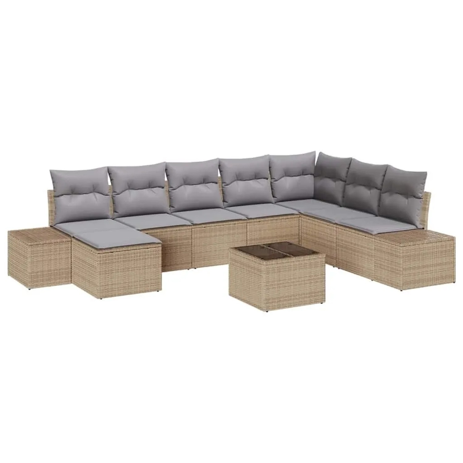 vidaXL Gartensofa-set mit Kissen 9-Tlg Beige Poly-Rattan 3347190 günstig online kaufen