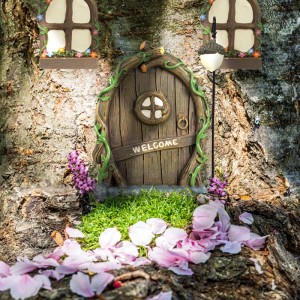 Relaxdays Feentür Set Polyresin Bunt Wetterfest 14 cm x 10 cm x 2 cm 250 g