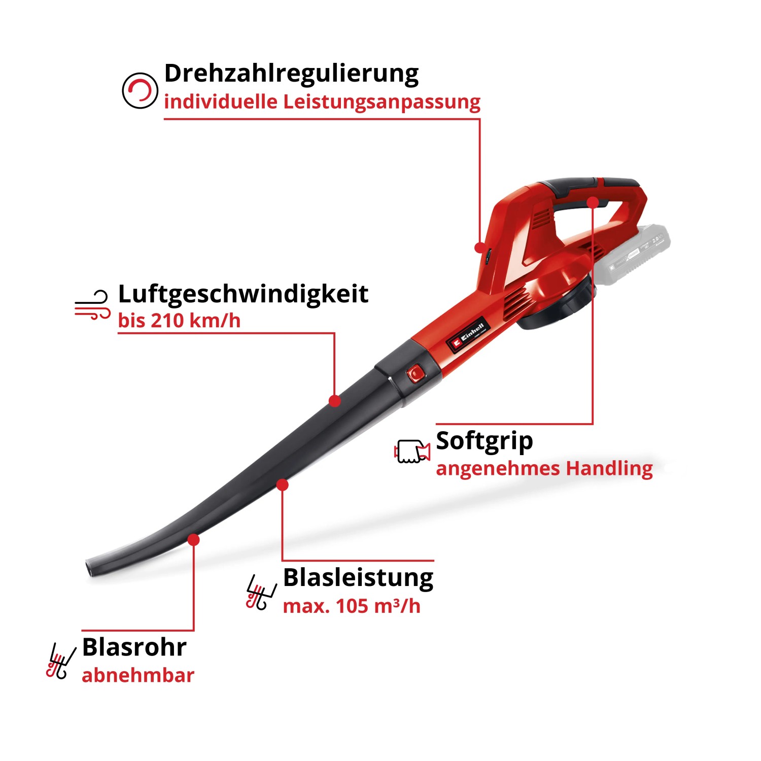 Einhell Akkus lombfúvó GC-CL 18 Li E Kit (1x2,0Ah) - Parkfenntartó gépek