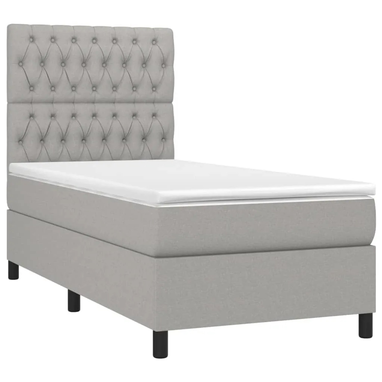 vidaXL Boxspringbett mit Matratze & LED Hellgrau 90x200 cm Stoff 3135085 günstig online kaufen