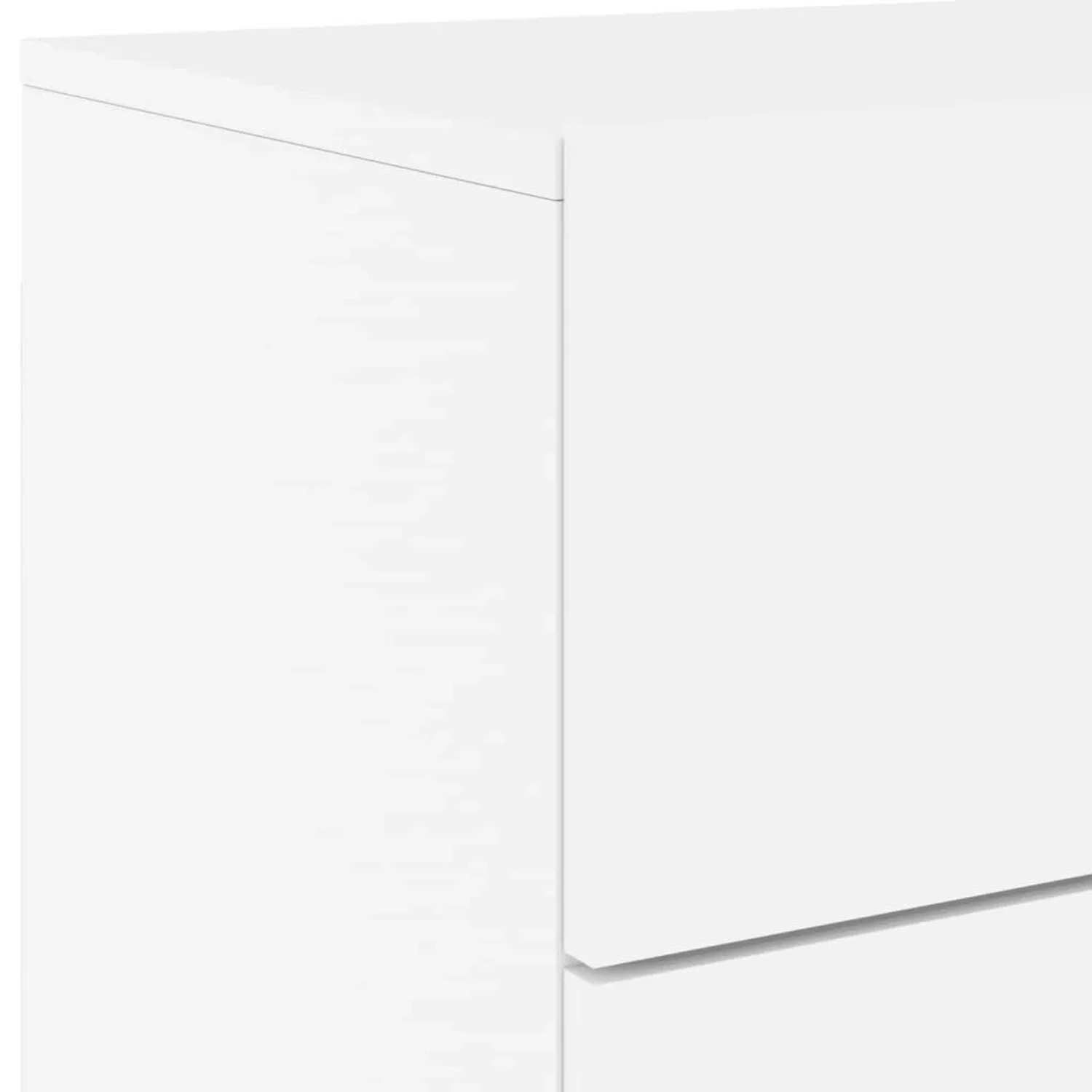 Detailansicht: Weißer Wand-Nachttisch mit Schublade und LED-Beleuchtung (vidaXL, 2er-Set).