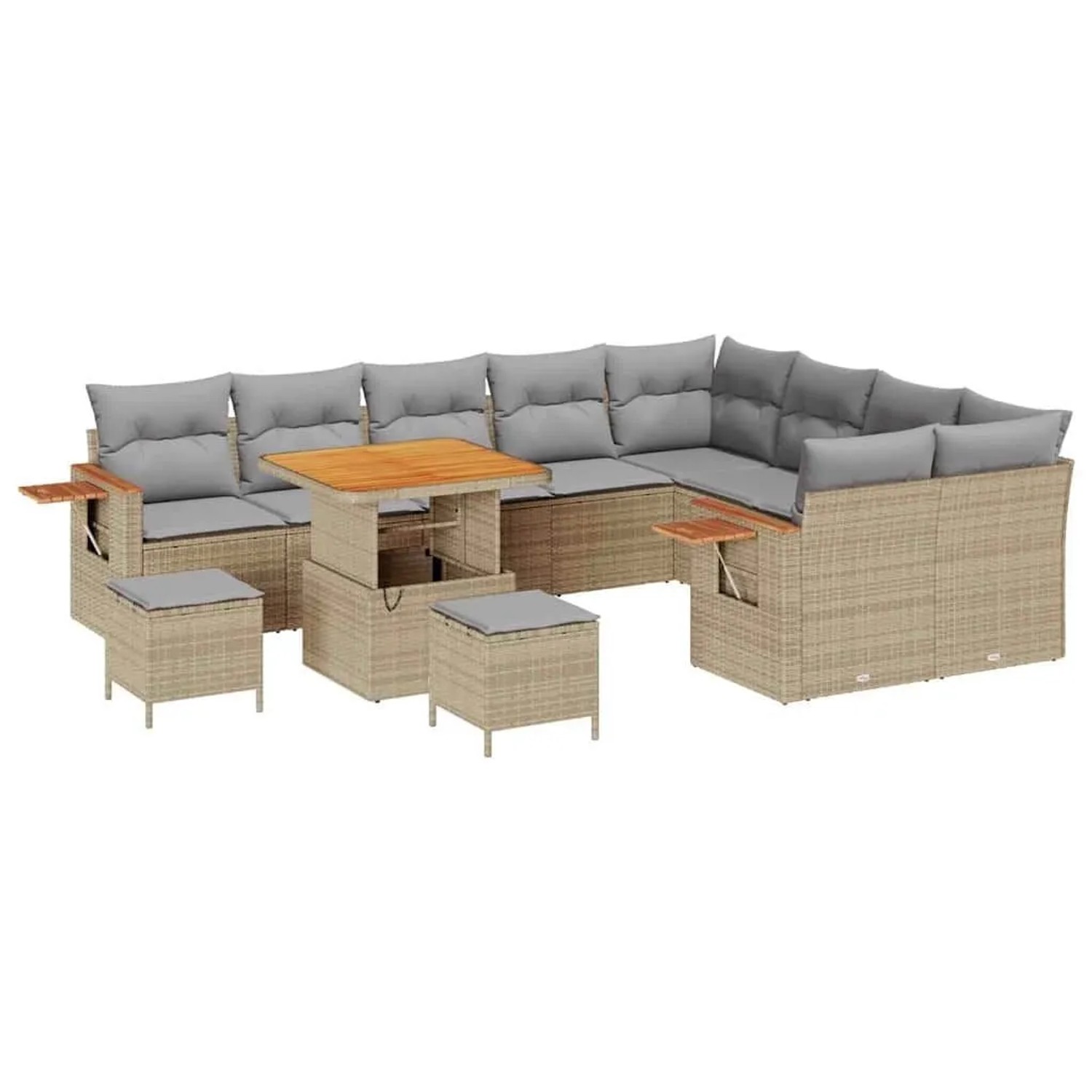 vidaXL Gartensofa-Set mit Kissen 13 Stk Beige und Hellgrau Poly-Rattan 3365 günstig online kaufen