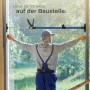Tectake Türspanner 4er Set im Einsatz: Handwerker misst Fensterrahmen mit dem blauen Türspanner.