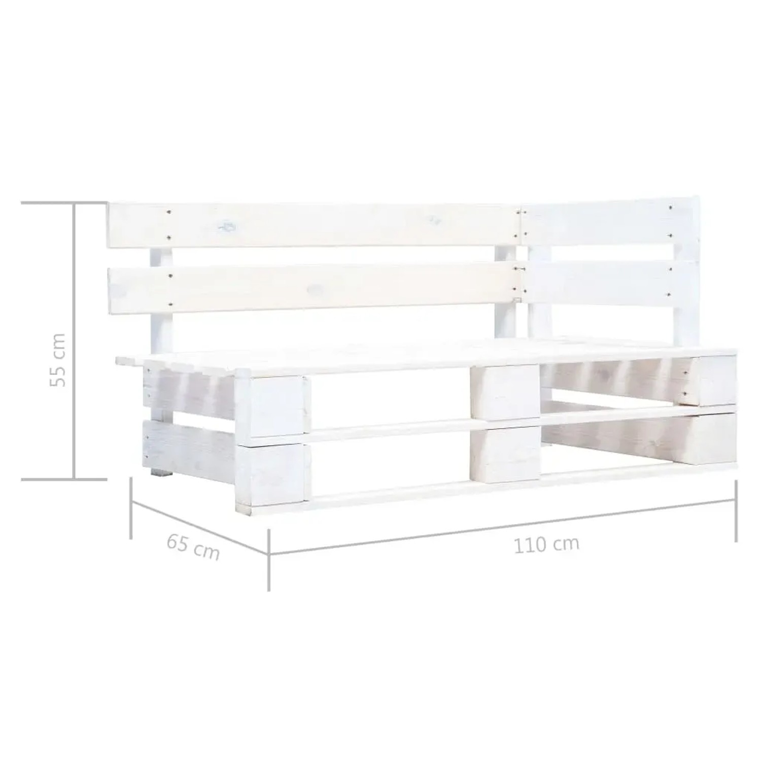 Weißes Paletten-Lounge-Set aus imprägniertem Kiefernholz, Teil der OBI Gartenmöbel-Kollektion.