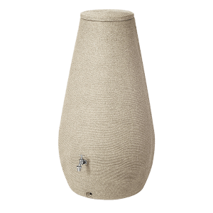 Arves Regenwassertank Drop, 410 l, Sandsteinoptik mit Wasserhahn.