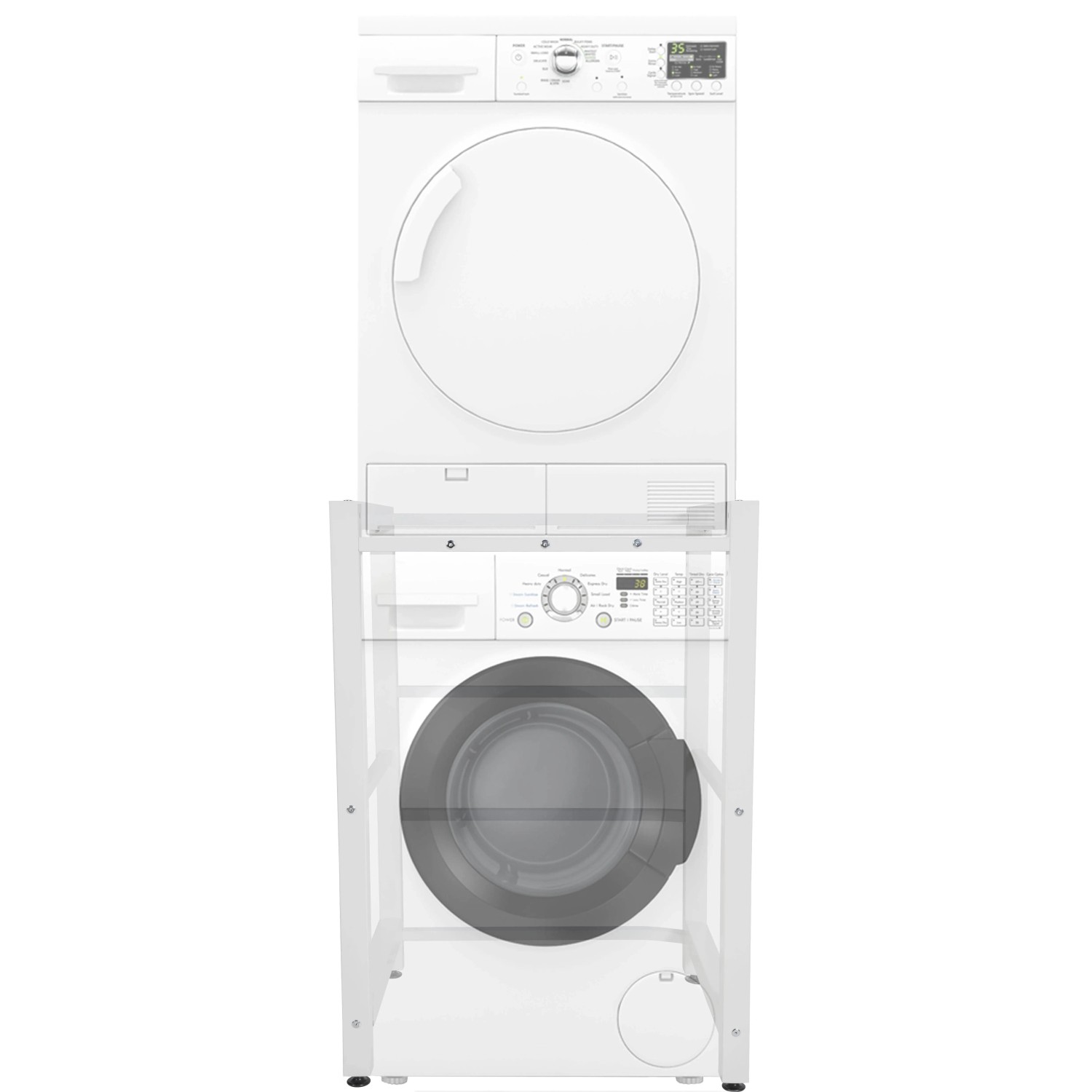 DELUKE Waschmaschinengestell KAMED Stahl 105x75x62cm Universal Waschmaschinenregal Waschmaschinenuntergestell Zwischenbau Weiß