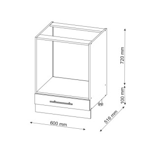 Vicco Herdumbauschrank Fame-Line, anthrazit/weiß, 60 cm breit, ohne Arbeitsplatte.