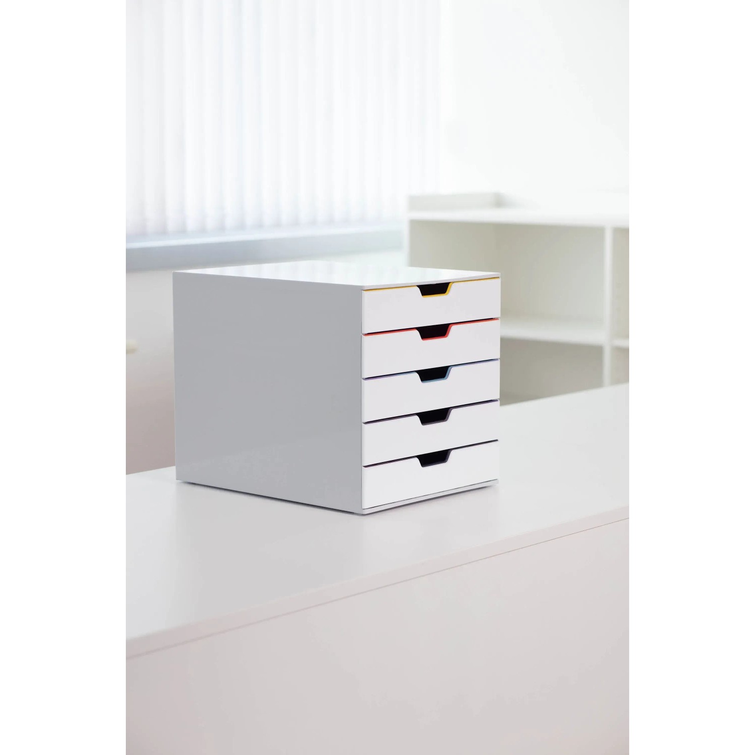 Durable Schubladenbox A4 Varicolor mit 5 Fächern in Mehrfarbig für Büro & Schreibtisch.
