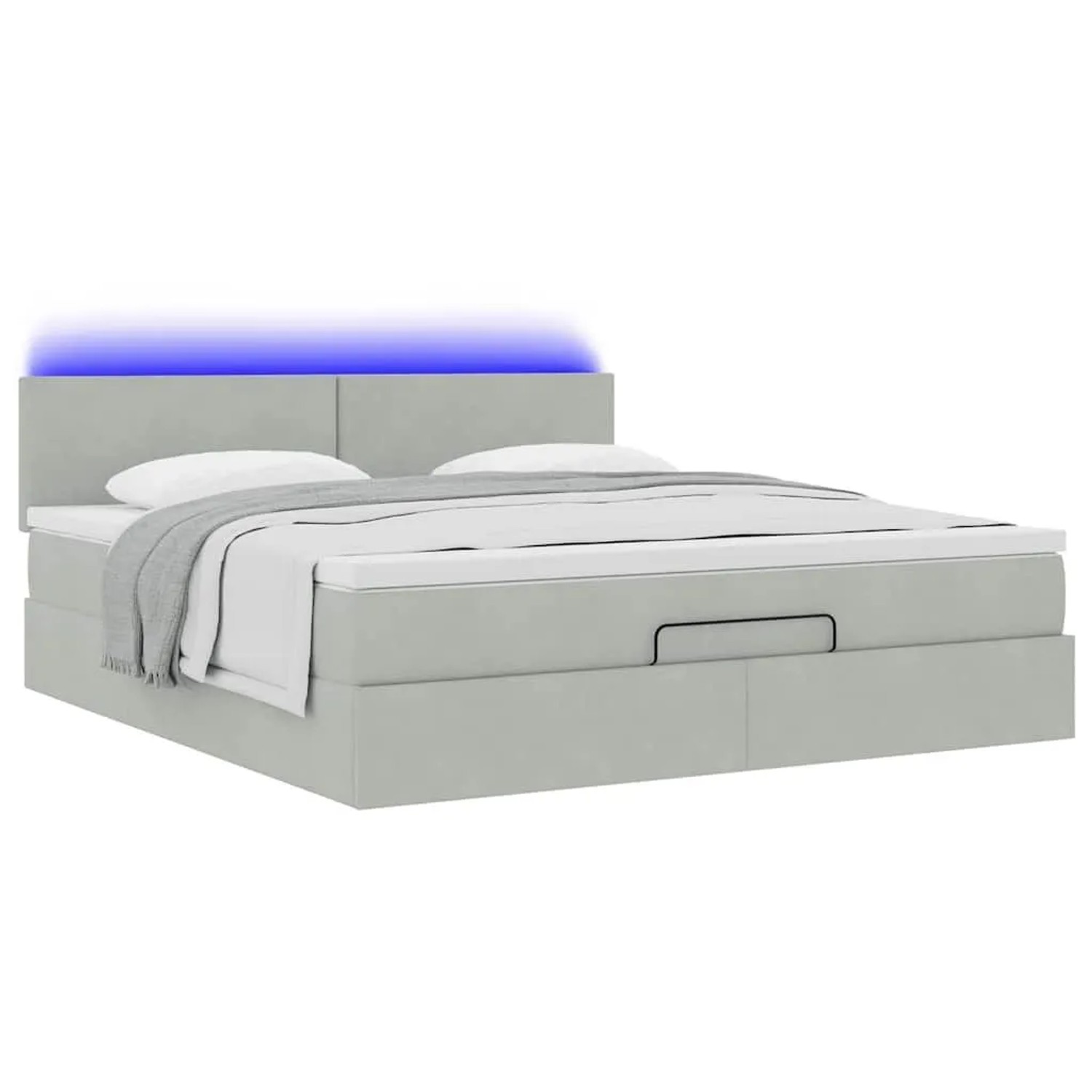 vidaXL Ottoman-Bett mit Matratze und LEDs Hellgrau 160x200 cm Samt 3312560
