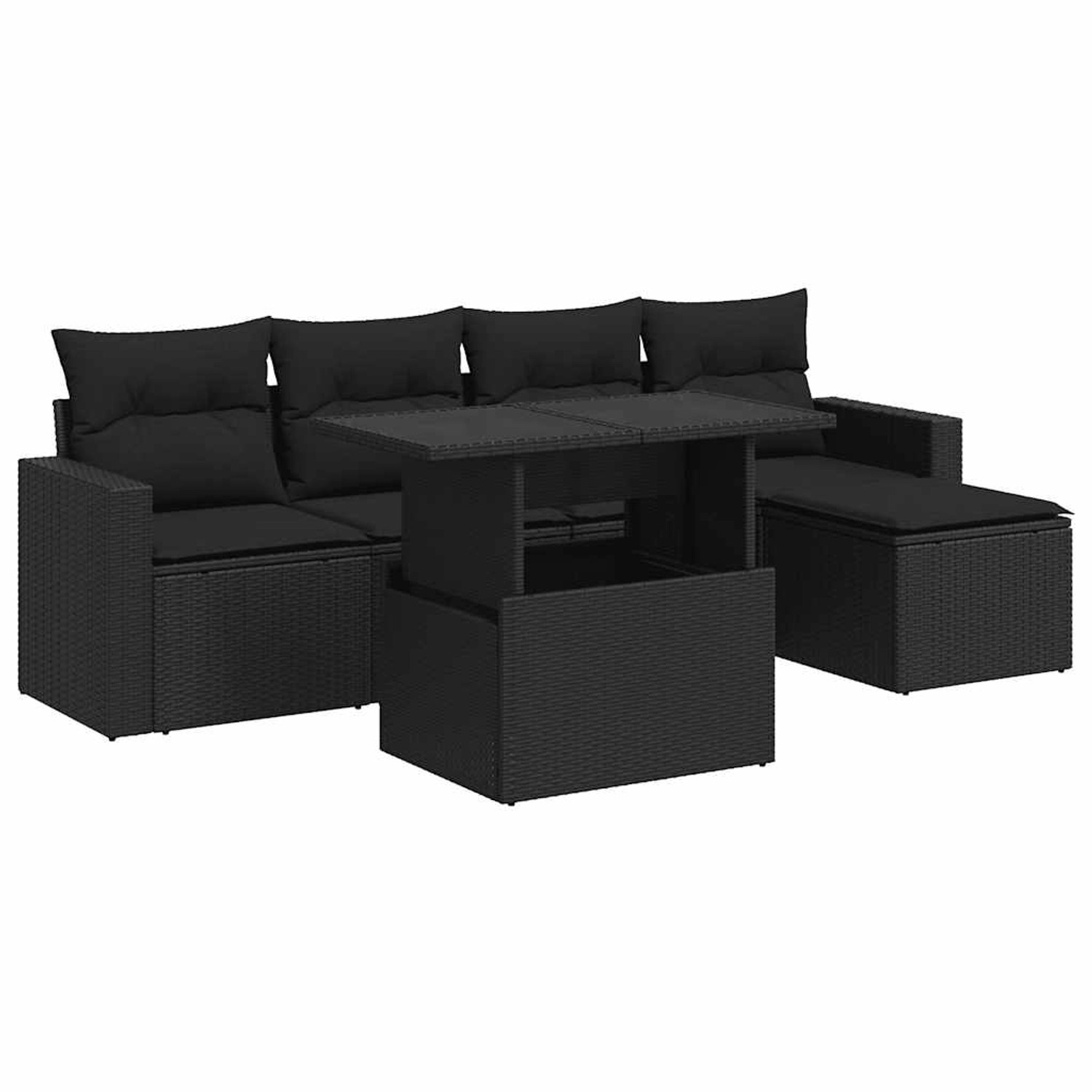 vidaXL 6-Tlg Garten-Sofagarnitur mit Kissen Schwarz Poly Rattan 3326296 günstig online kaufen