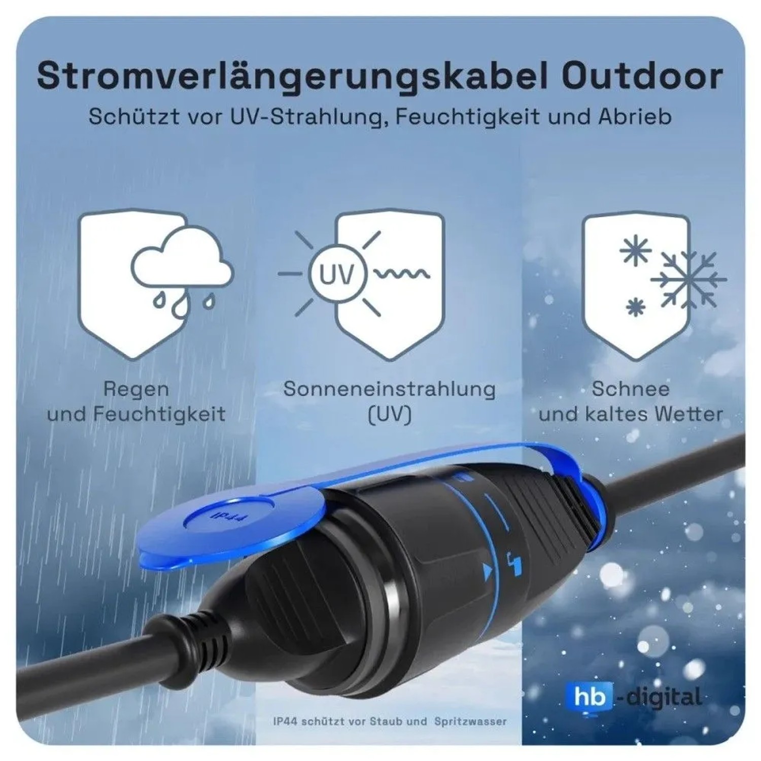 hb-digital 15m Strom Verlängerungskabel für Außenbereich H07RN-F IP44 Sicherheitsverschluß_2