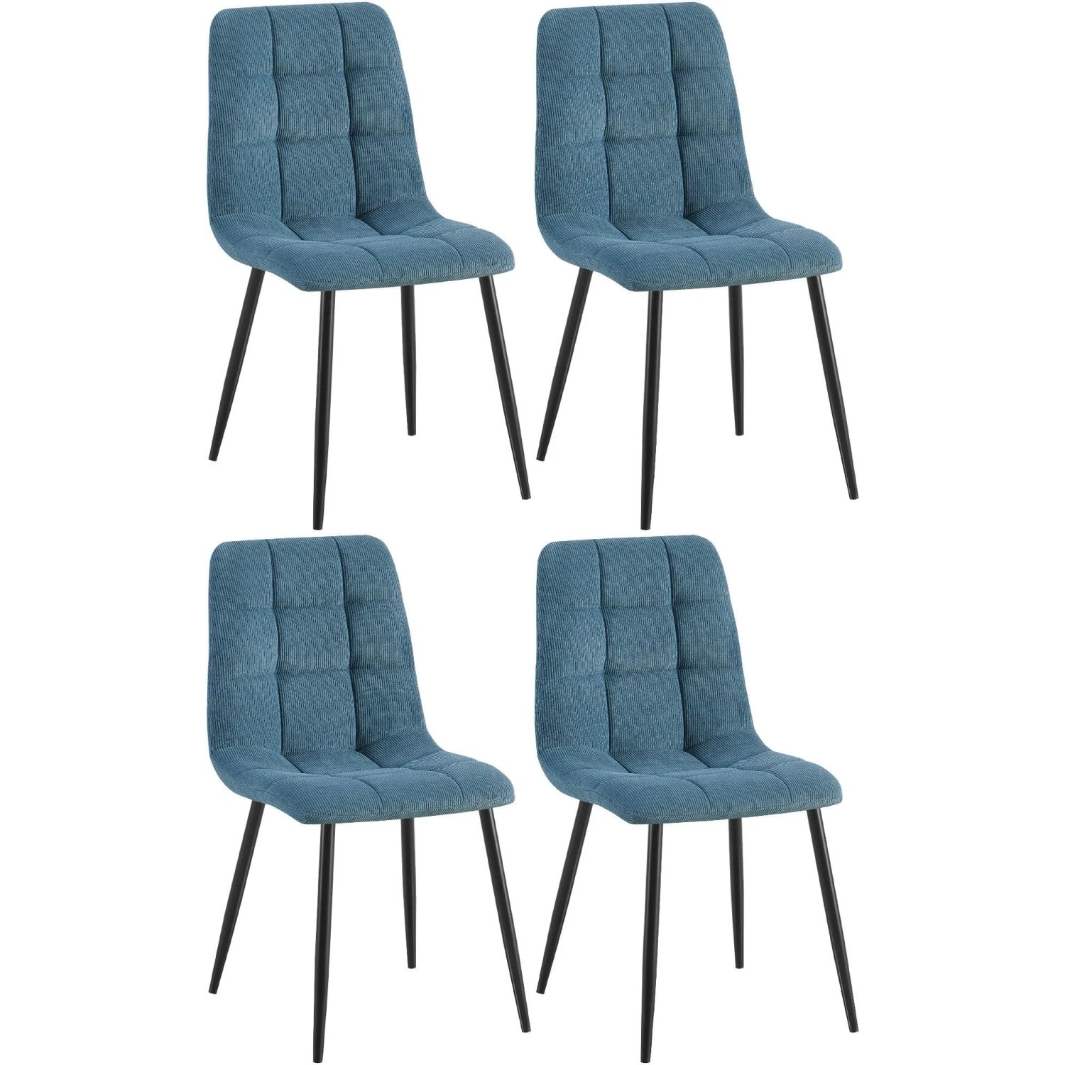 CLP 4er Set Esszimmerstuhl Tilde blau/Cord
