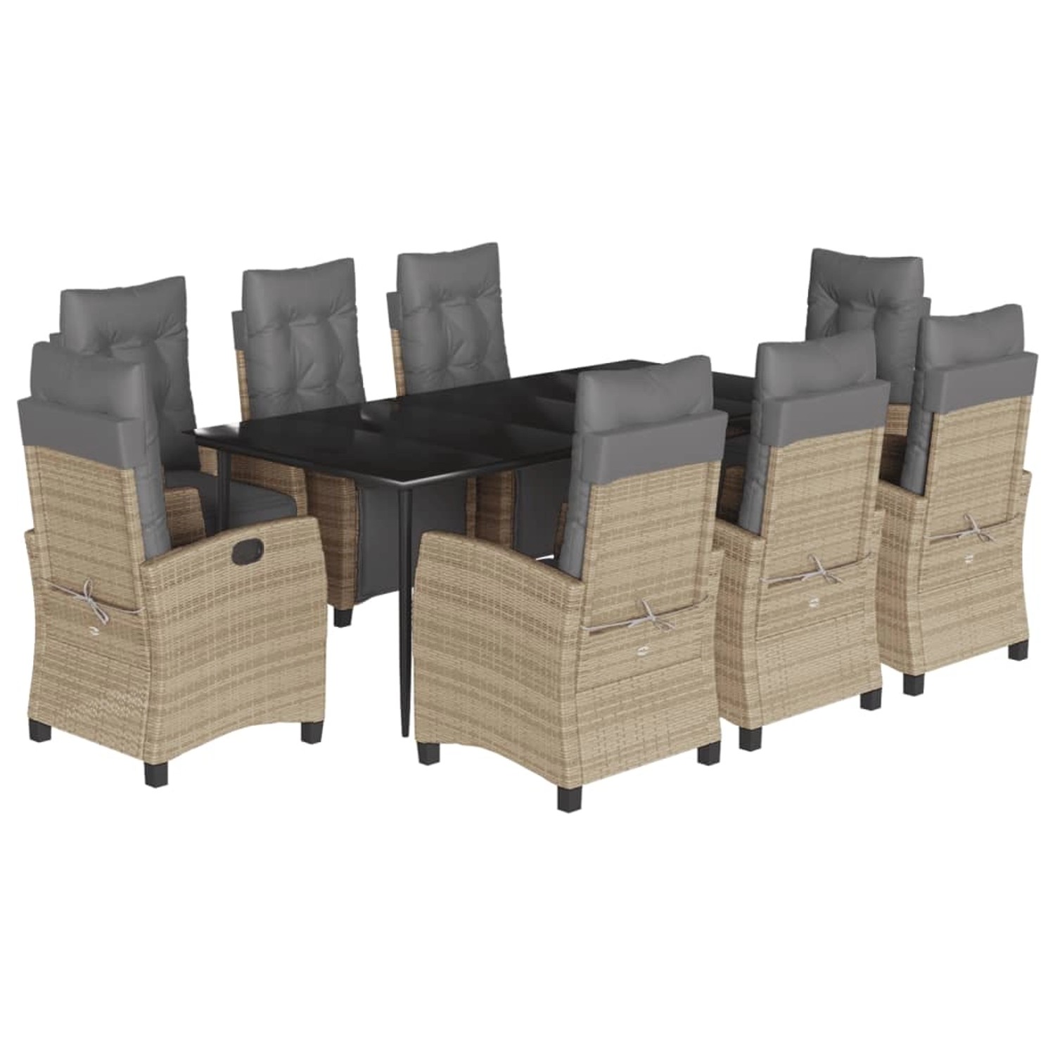 vidaXL 9-Tlg Garten-Essgruppe mit Kissen Beigemischung Poly Rattan 3213022 günstig online kaufen