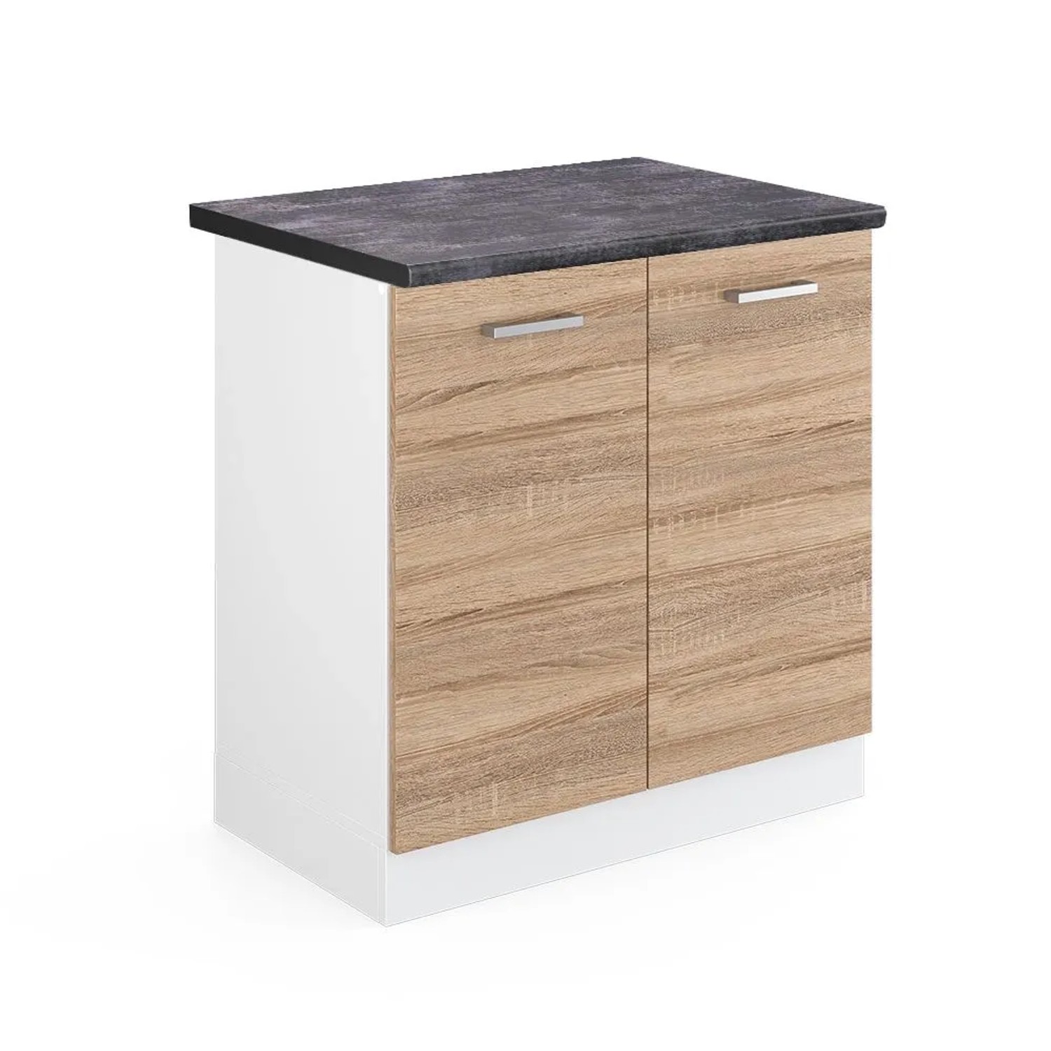 Vicco Spülenunterschrank R-Line Küchenunterschrank für die Spüle Sonoma Weiß 80 cm AP Anthrazit