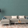 Wohnzimmer mit blau-grüner Vliestapete Uni Matt Leicht Strukturiert FSC® an der Wand.