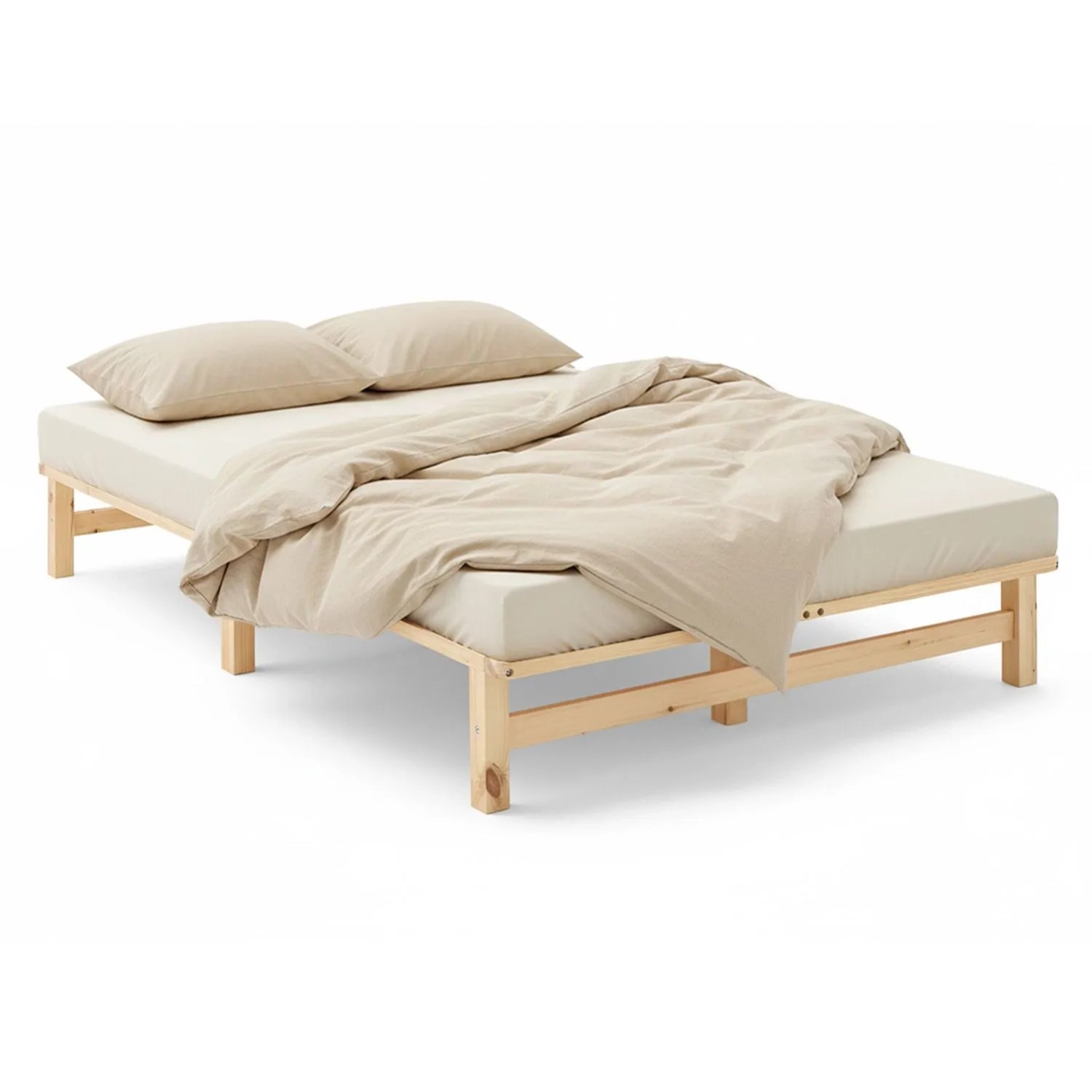 Homestyle4u Holzbett Jugendbett Palettenbett 120x200 mit Lattenrost Natur Futonbett 3132