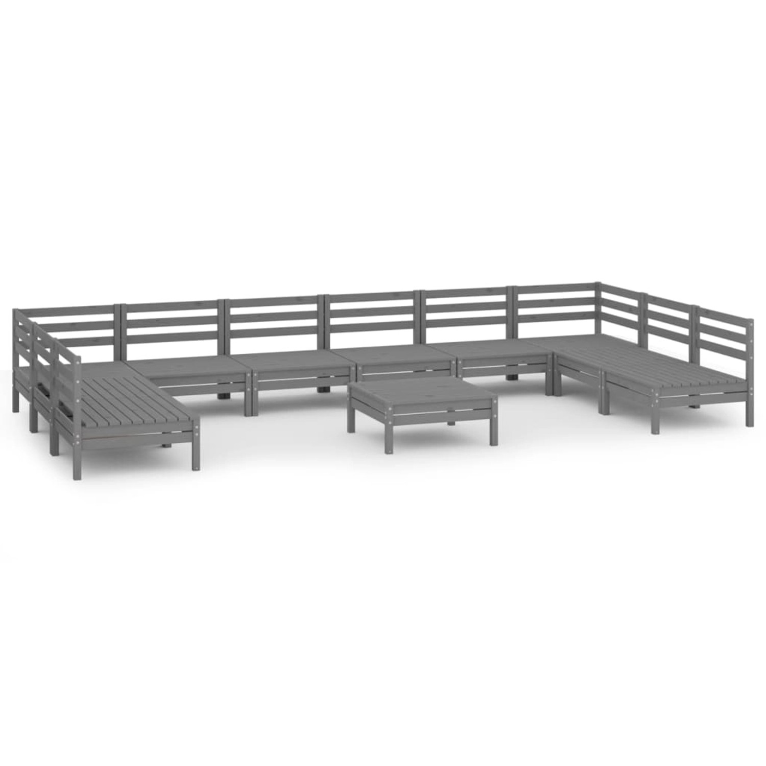 vidaXL 11-tlg Garten-Lounge-Set Grau Massivholz Kiefer Modell 9