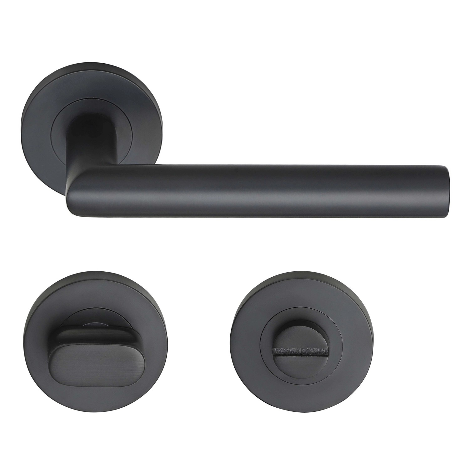 MeinTürgriff Drückergarnitur Tortola Schwarz Türdrücker Edelstahl Türgriff WC