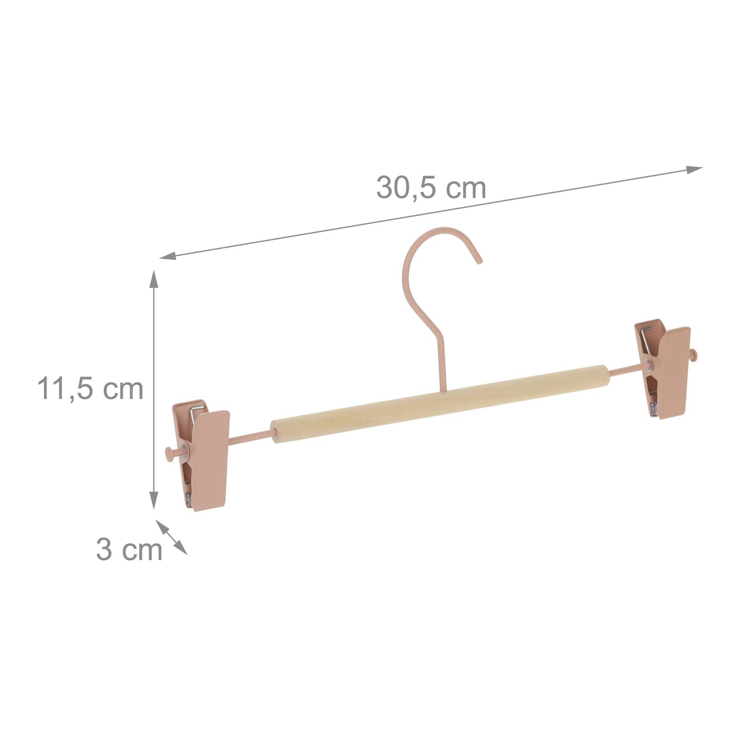 Relaxdays Hosenbügel 10er Set Lotusholz Eisen Rosa Natur Drehbar Breitenverstellbar 11,5 cm x 30,5 cm x 3 cm 60 g_4