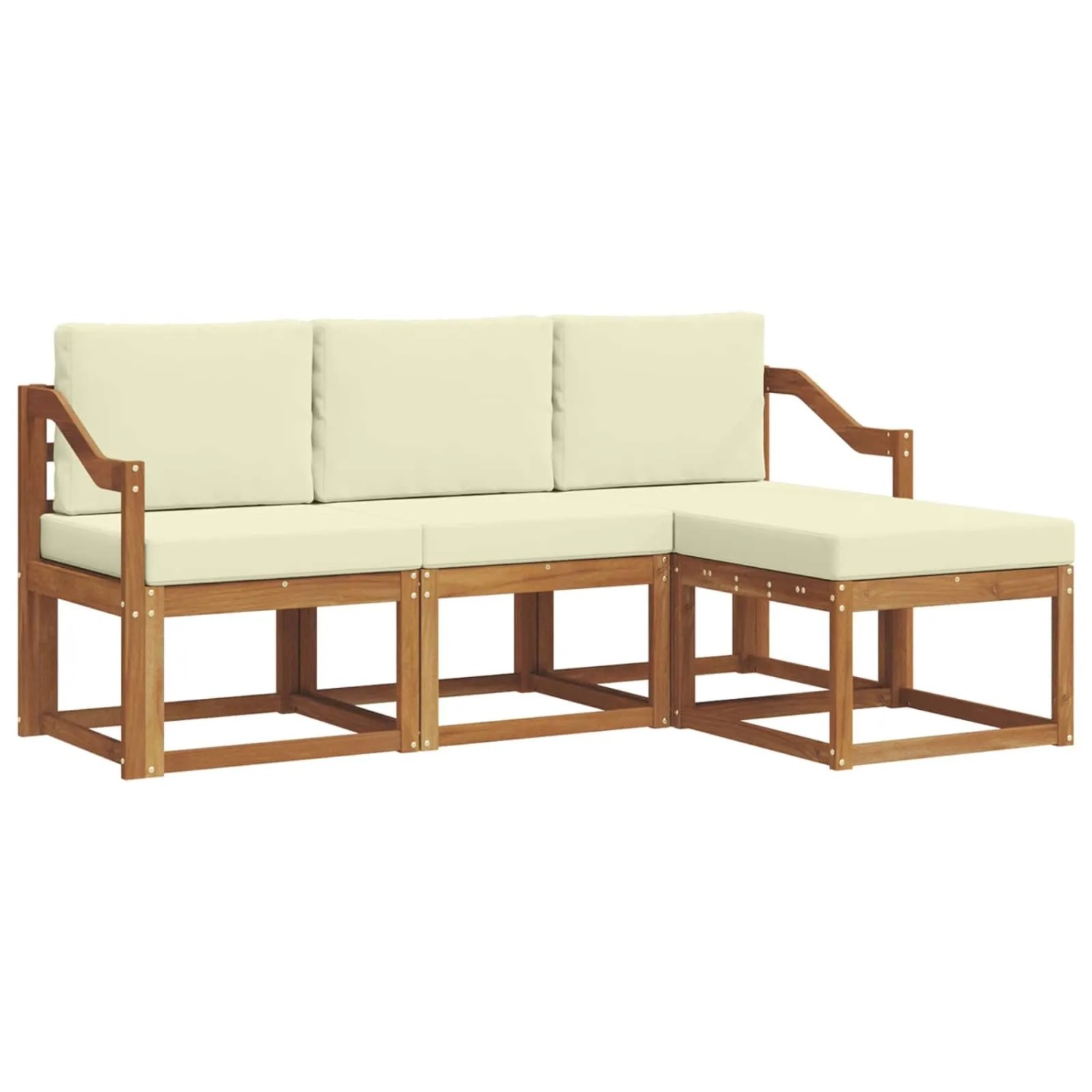 vidaXL Outdoor-Sofagarnitur mit Kissen 4 Stk Natur und Creme 3366233