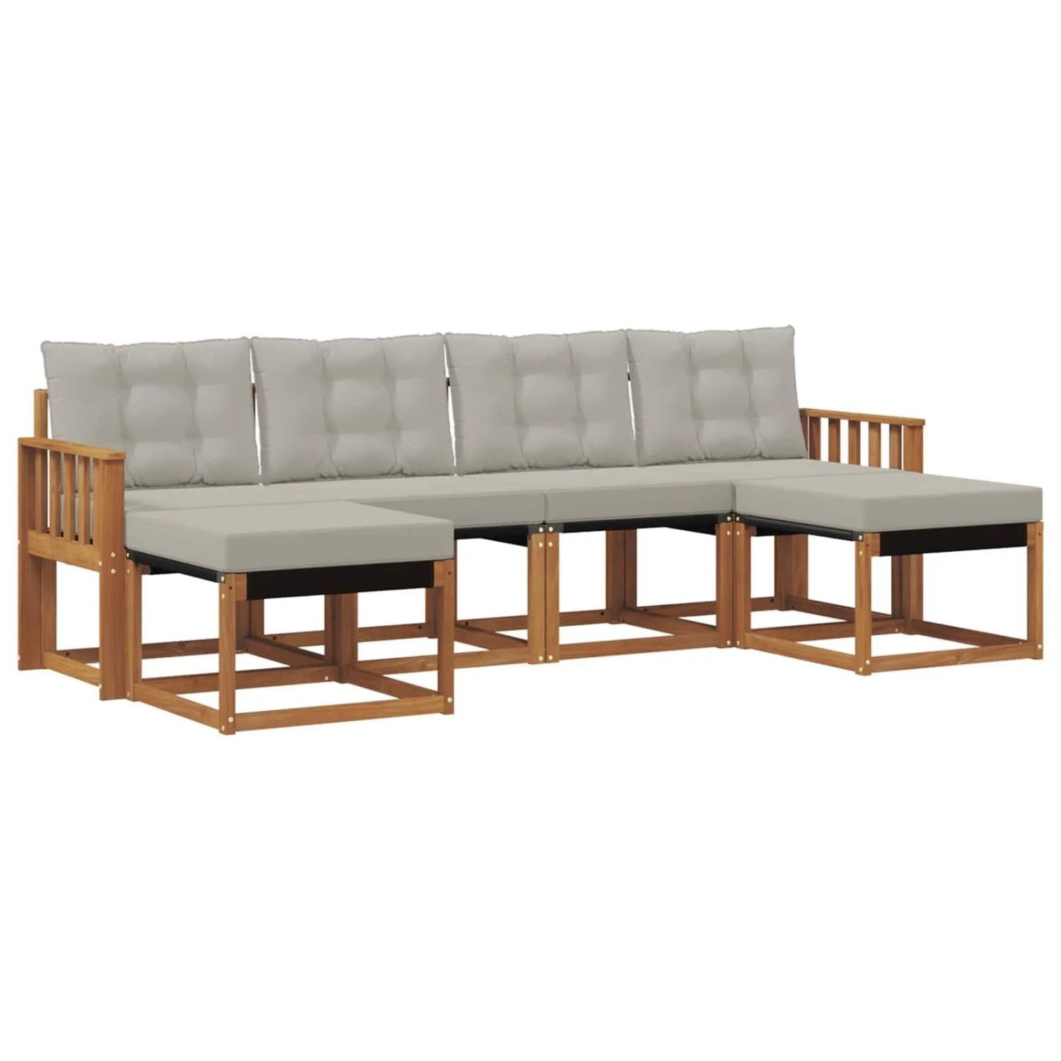 vidaXL Outdoor-Sofagarnitur mit Kissen 6-Tlg Natur und Hellgrau 3368926