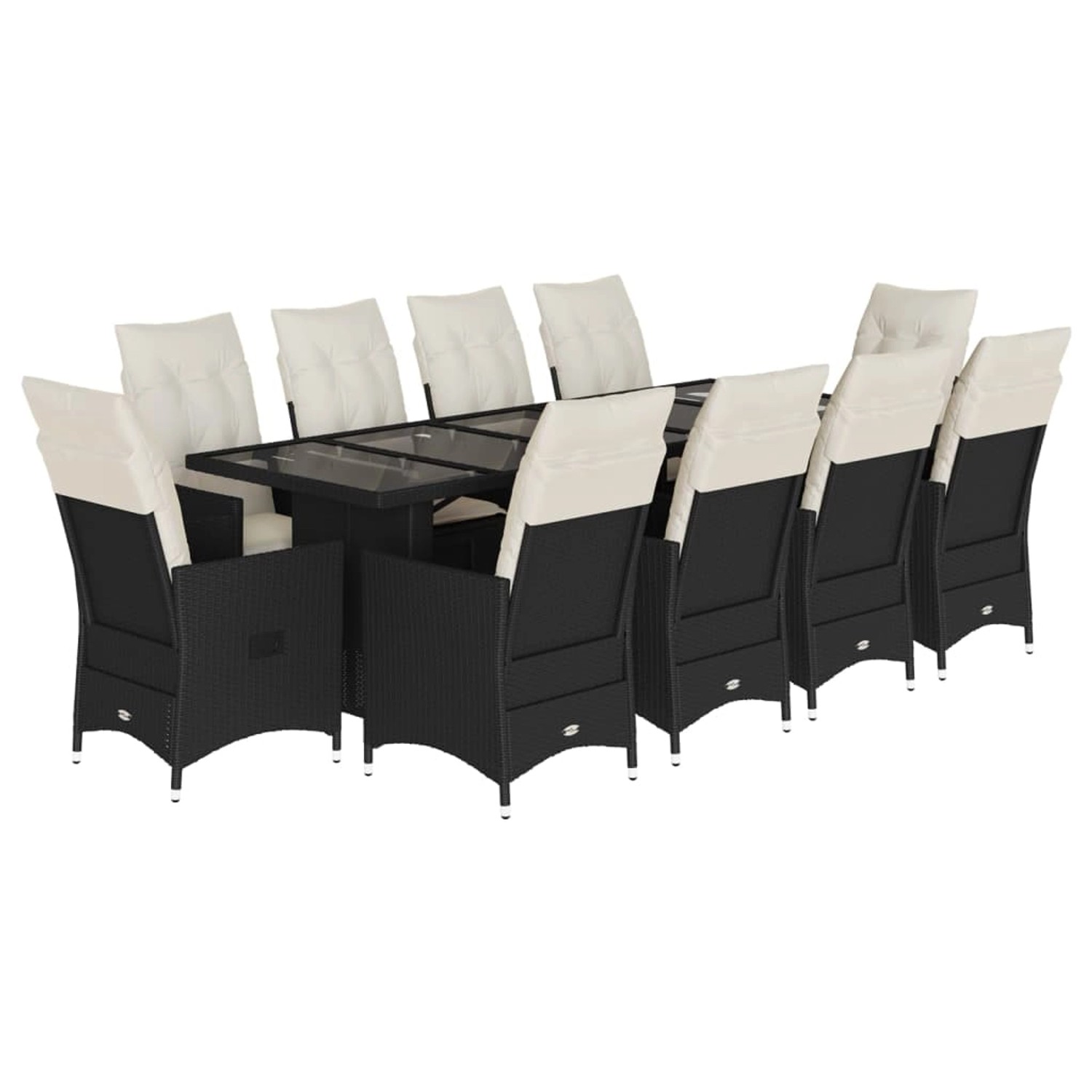 vidaXL 11-Tlg Garten-Bistro-Set mit Kissen Schwarz Poly Rattan 3277235