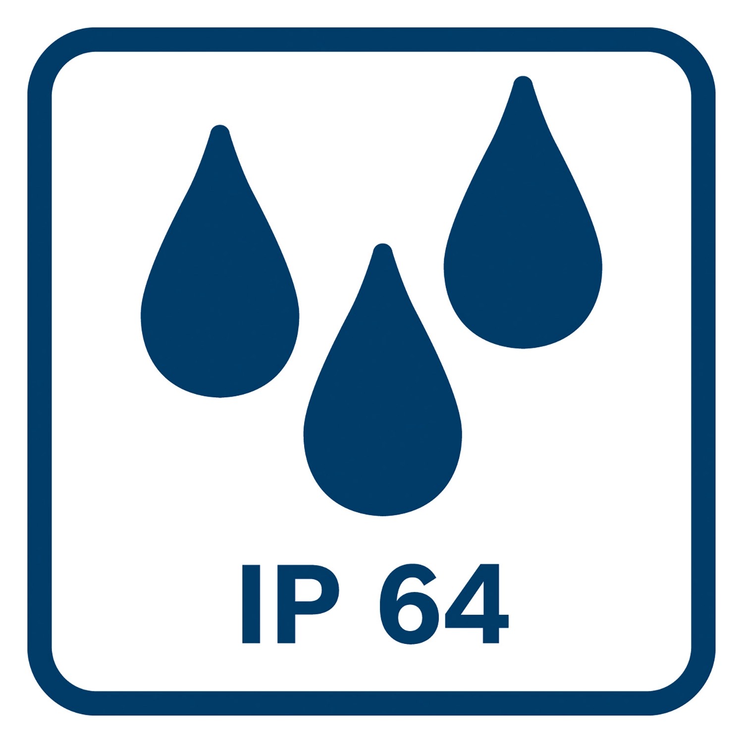 IP64-Symbol: Bosch Akku-Lampe GLI 18V-2200 C, staubdicht und spritzwassergeschützt.