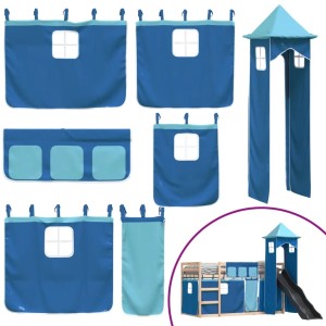 Blauer vidaXL Etagenbett-Vorhang mit Rutsche, Textil-Set für Kinderzimmer.