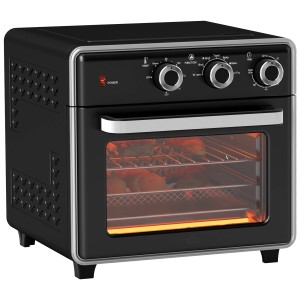 HOMCOM Minibackofen, schwarz/silber, 20L. Elektro-Ofen mit Sichtfenster und Drehreglern.