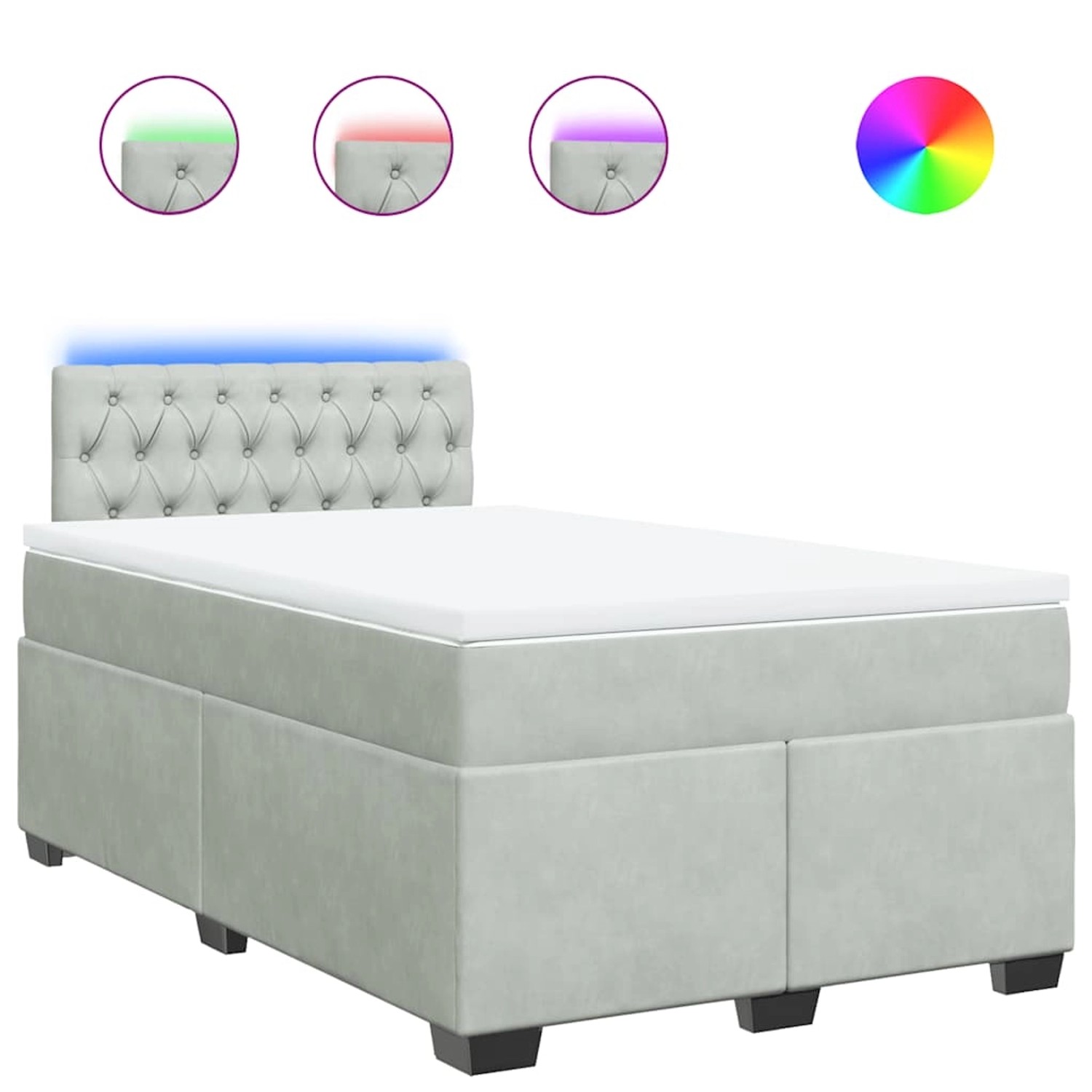 vidaXL Boxspringbett mit Matratze Hellgrau 120x190 cm Samt 3288564 günstig online kaufen