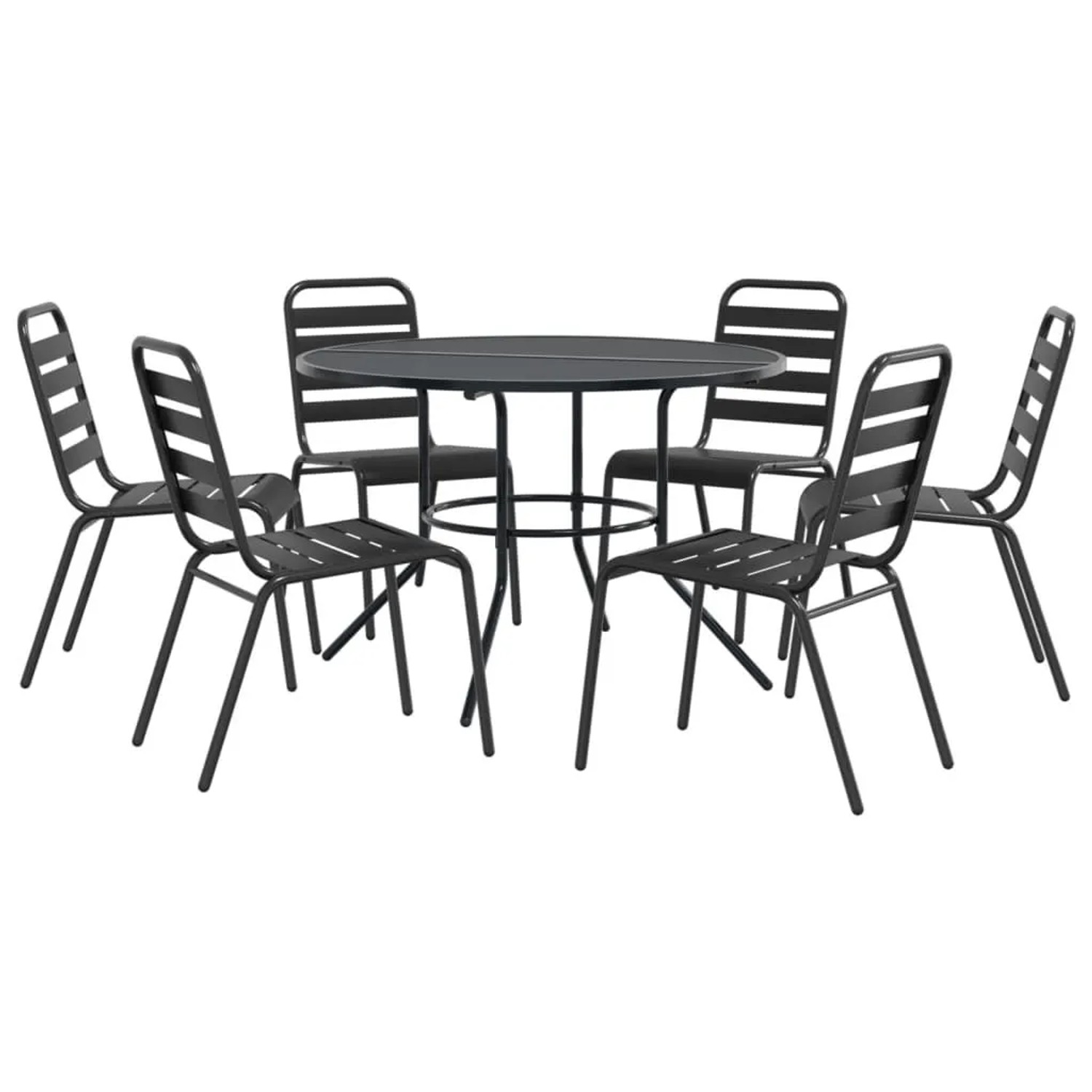 Furnicato Gartenstuhl Set Anthrazit Pulverbeschichteter Stahl 42 X 63 X 84 Cm