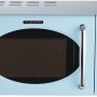 Hellblaue Wolkenstein Mikrowelle WMW720 LB im Retro-Design mit digitalem Display.