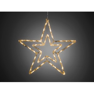 Leuchtender LED Acryl Stern mit 48 warmweißen Lichtern für den Außenbereich.