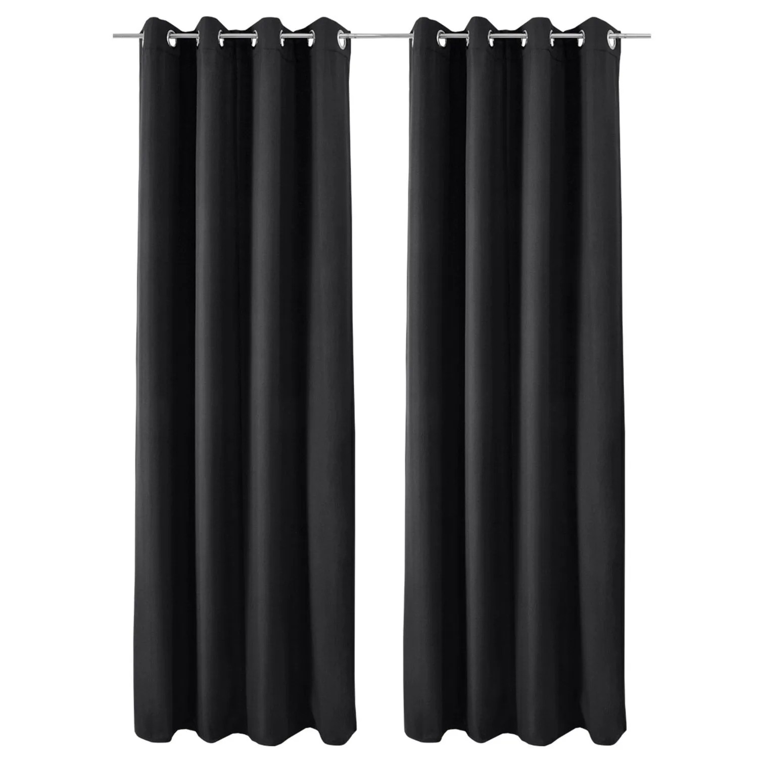 Beautissu Amelie TO Vorhang mit Öse 140x245cm Schwarz 2tlg
