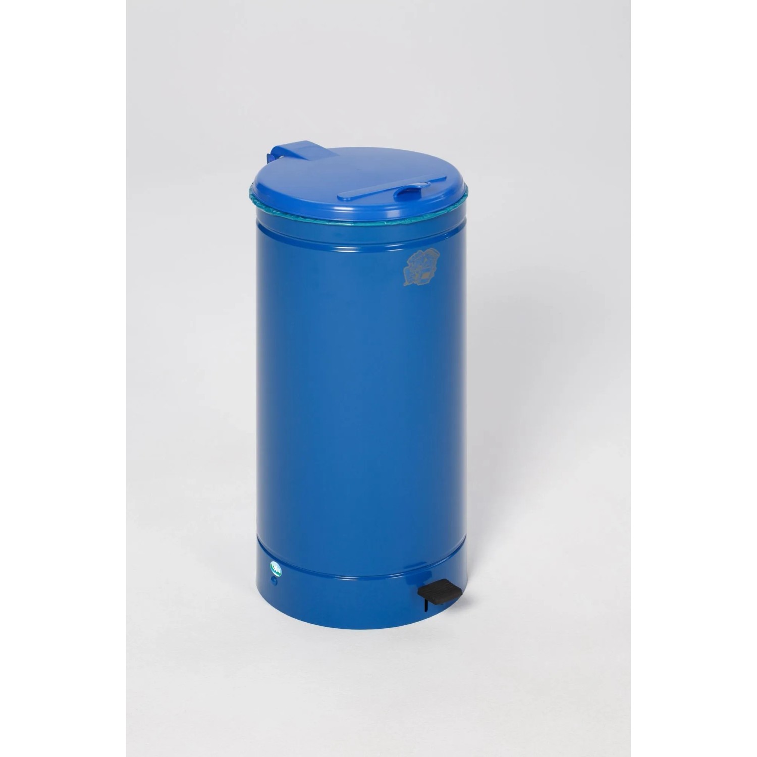 PROREGAL Großvolumiger Tretabfallsammler Mit Euro Pedal Für 60 70 Liter Säcke HxBxT 70 x 45 x 45 cm Verzinkter Stahl Blau