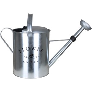 Zink Gießkanne mit Flower-Aufschrift, 11 Liter, mit abnehmbarer Brause für die Gartenbewässerung.