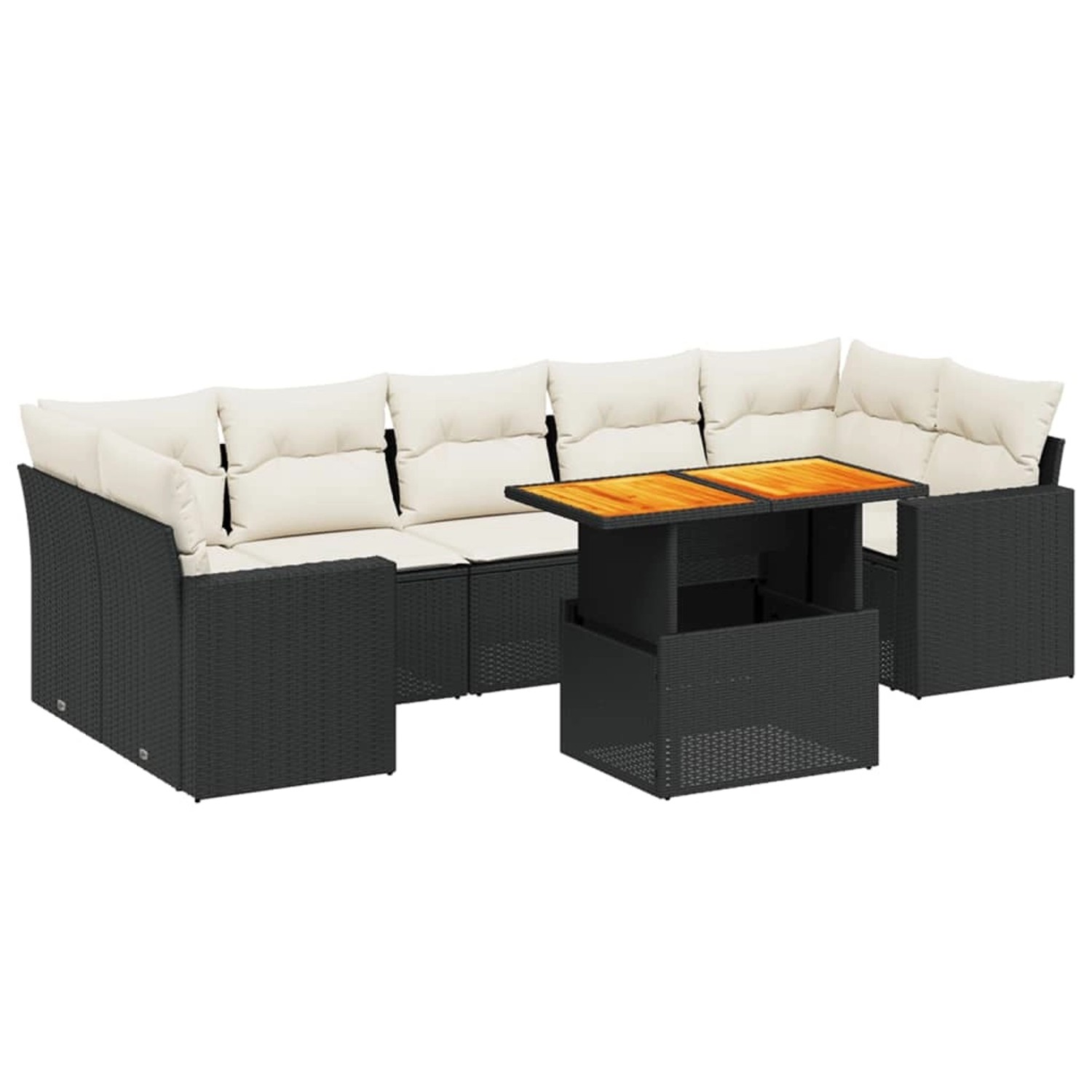 vidaXL 8-Tlg Garten-Sofagarnitur mit Kissen Schwarz Poly Rattan 3271224 günstig online kaufen
