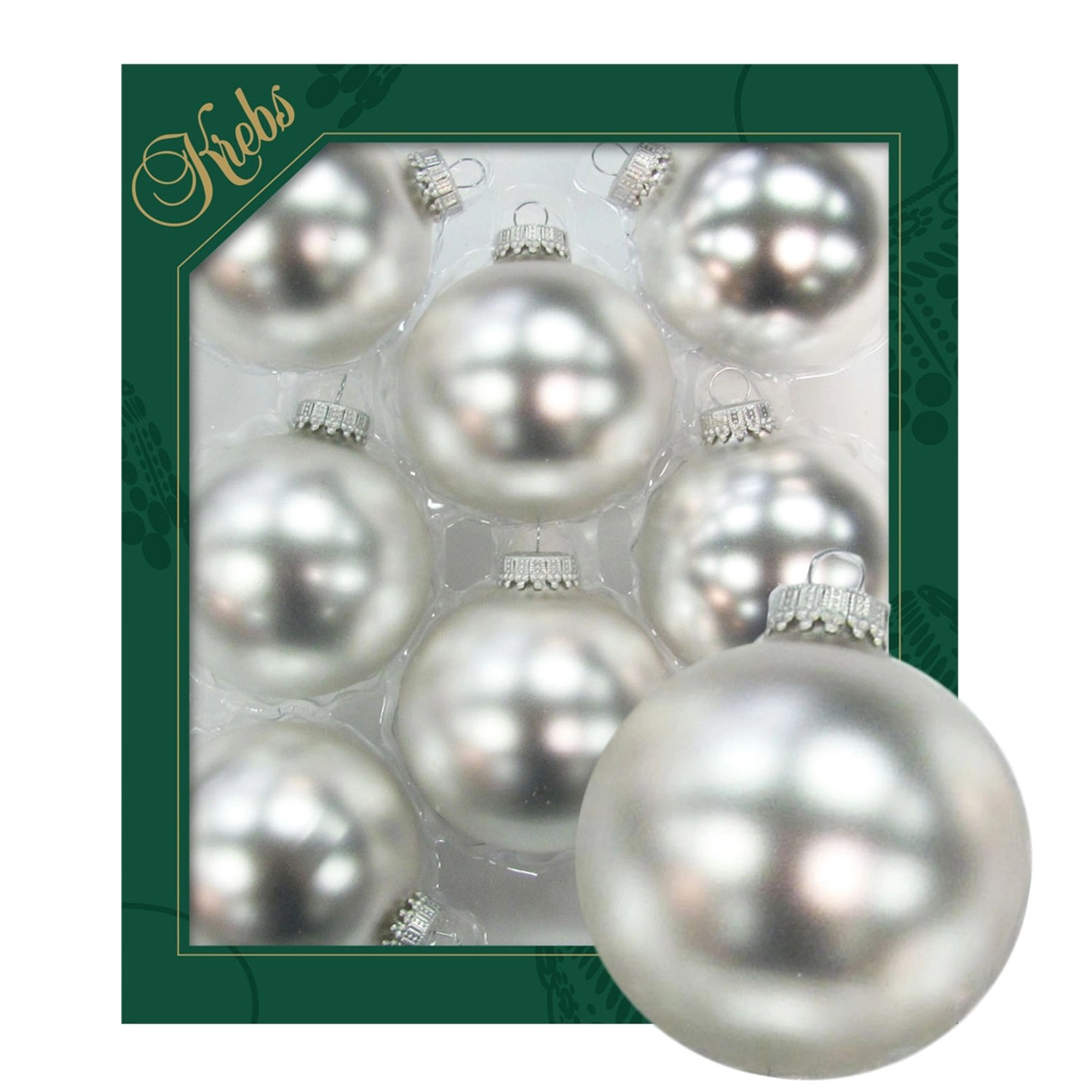 Krebs Glas Lauscha Weihnachtskugeln Uni-Design Cornelia Silberfarbig 7cm