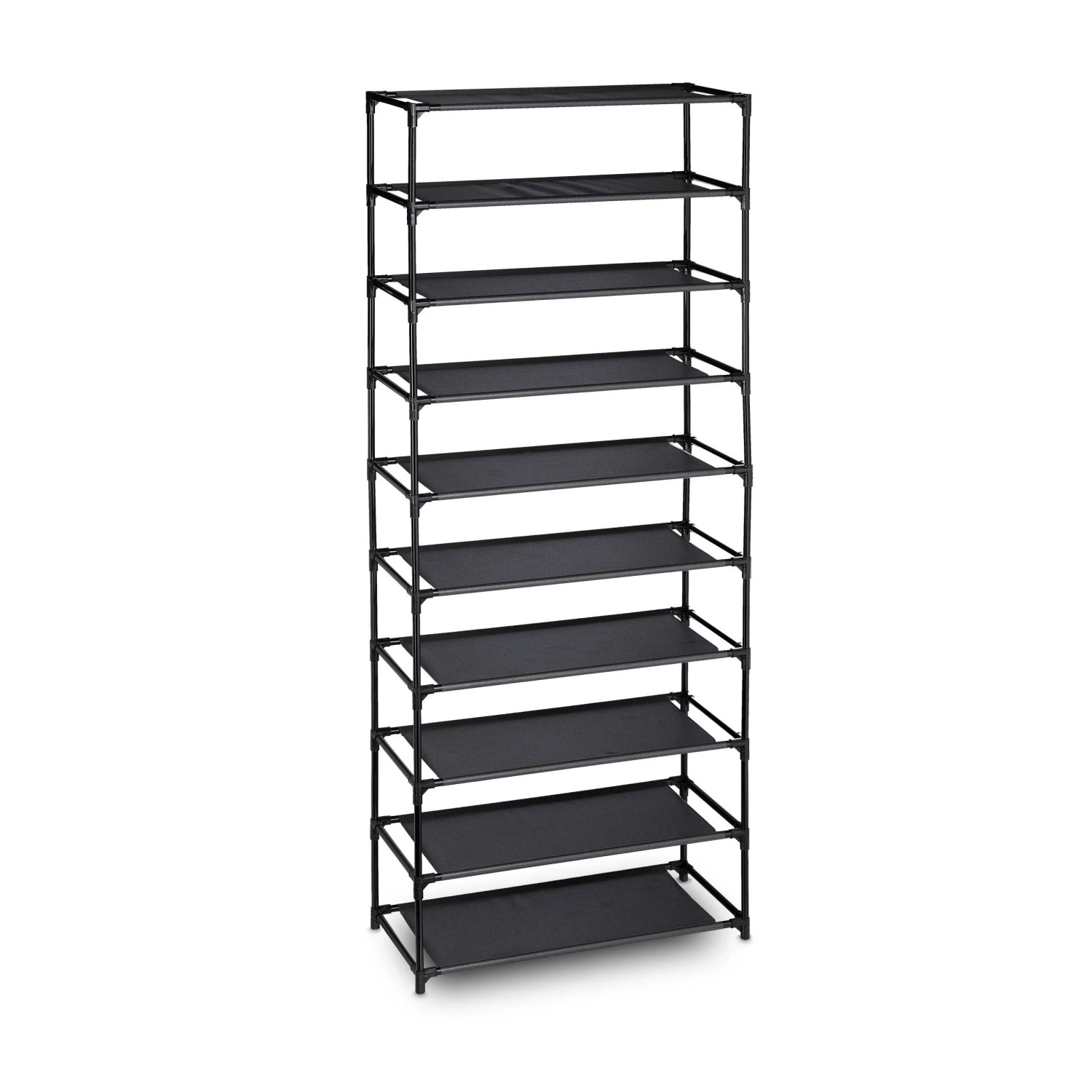 Relaxdays Schuhregal Eisen Schwarz Stecksystem Höhenverstellbar 150 cm x 62 cm x 28 cm 1,9 kg