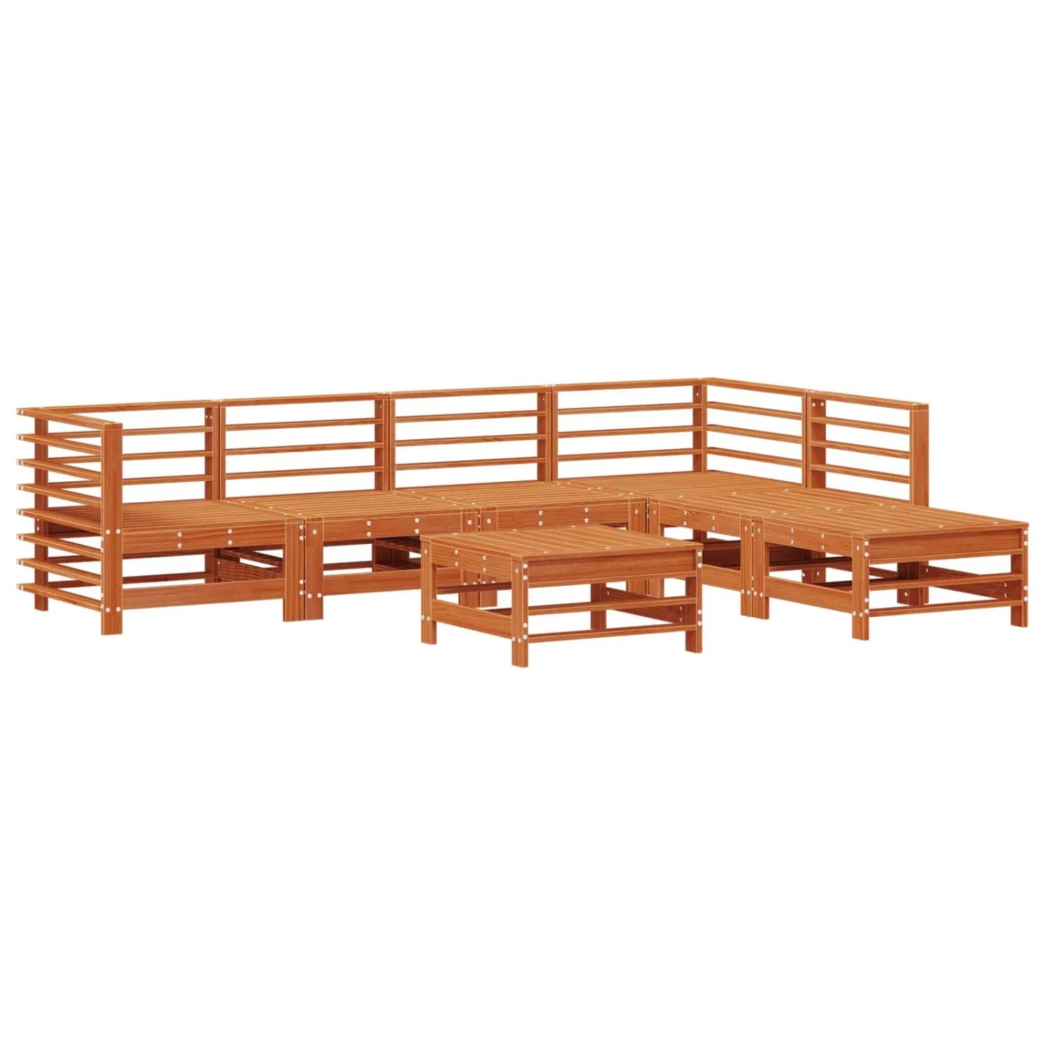 vidaXL Garten-Lounge-Set 7-Tlg Wachsbraun Massives Kiefernholz 3418106