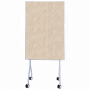 Mobile Moderationstafel GIANT, beidseitige Filztafel 80x120 cm in Beige auf Rollen.