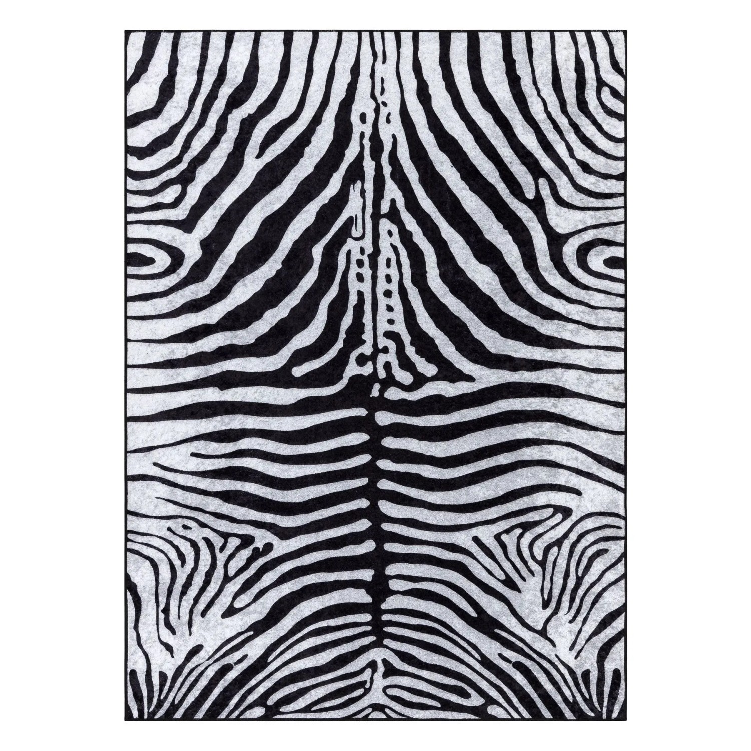 RugsX Teppich Miro VG18111 Schwarz, 200x290cm, mit abstraktem Zebra-Muster.