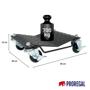 PROREGAL Rangierhilfe für PKW/Motorrad, Stahl, 700kg Traglast, mit Rollen und Bremse.
