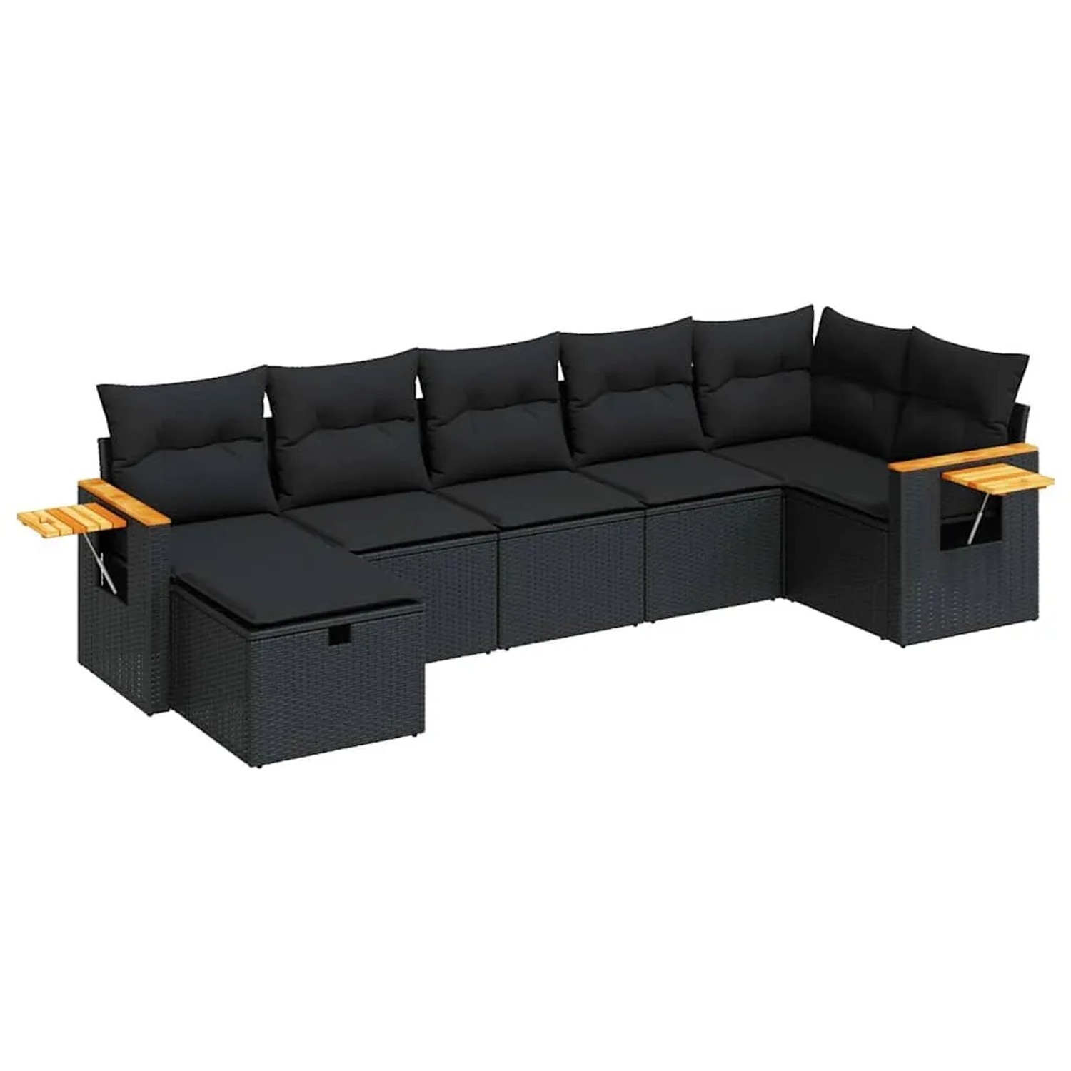 vidaXL 7-Tlg Garten-Sofagarnitur mit Kissen Schwarz Poly Rattan 3325982 günstig online kaufen